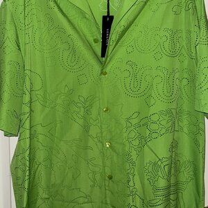 AUTH MENS VERSACE SHORT SLEEVE BUTTON UP SHIRT SIZE 48 OVERSIZE APPROX LARGE